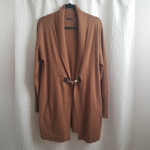 MAGASCHONI CASHMERE clasps closure mid length cardigan tan sz L
